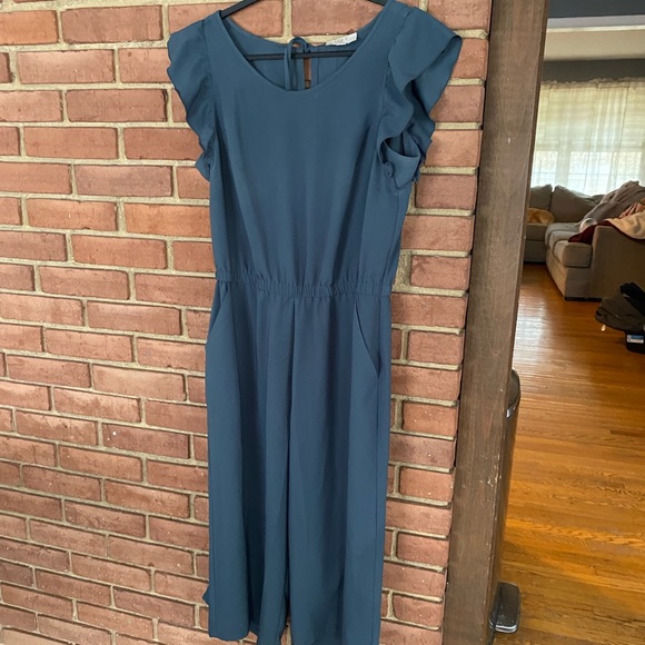 LOFT Pants - Loft Blue Cropped Jumpsuit Sz 6P